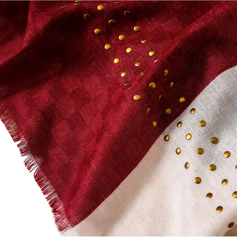 American and European style classic cotton and linen scarf matching color hand-pressed drill lady's scarf