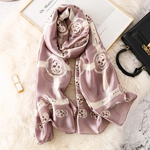 Spring and summer new trend scarf female simulation silk scarf travel beach sunscreen beach towel