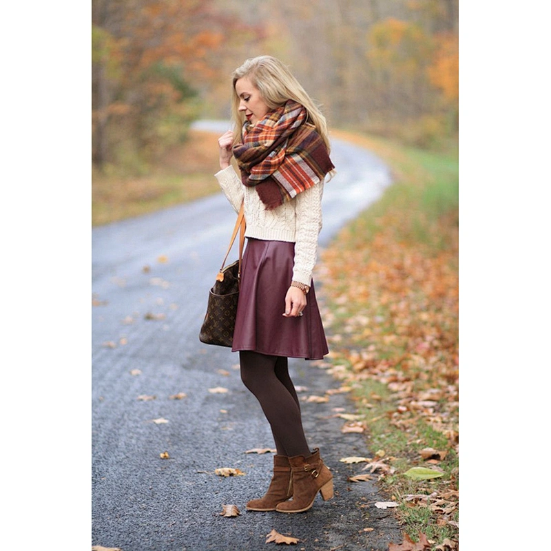 Plaid Scarf Women'S Autumn Winter Thick Brand Square Scarf Literary Elegant Soft Wide Shawl