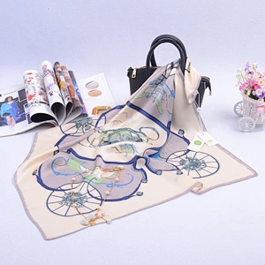 Factory direct children saliva towel handkerchief silk fashion women print square silk scarf