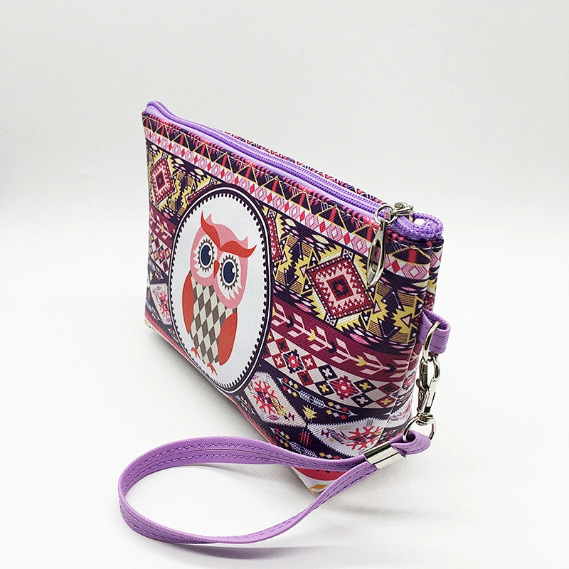 2020 New Cartoon Owl Geometric Pattern Simple Cosmetic Bags Ladies PU Storage Bag Wallet Makeup Bags