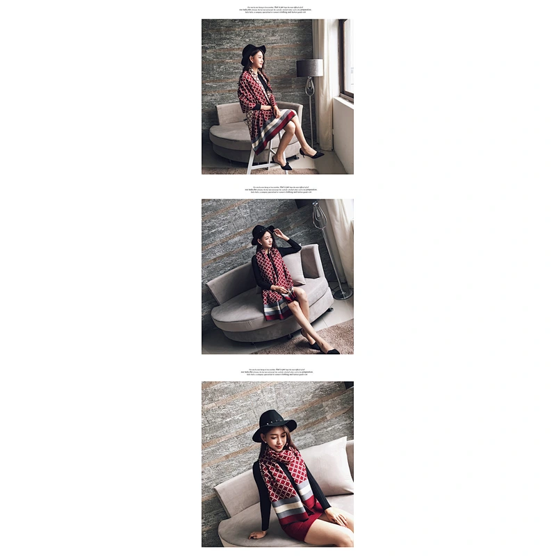 Lady Cashmere Scarf Plaid Shawl Women Pashmina Scarf Shawl Warm Cashmere Plaid Air Conditioning Shawl