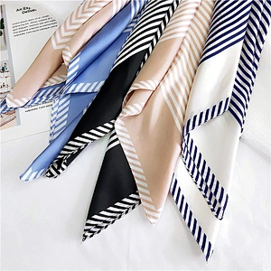 Women's spring and summer new wild professional imitated silk scarf sunscreen 70 striped small square scarf