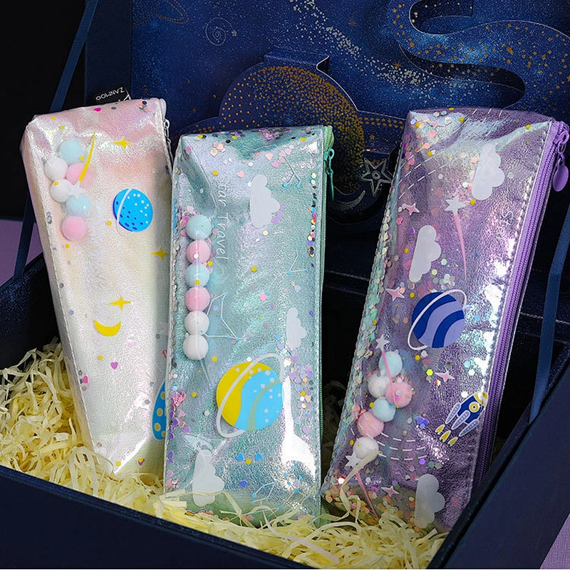 Creative Planet Quicksand Pencil Case Waterproof Gorgeous Stationery Box Laser Pencil Case