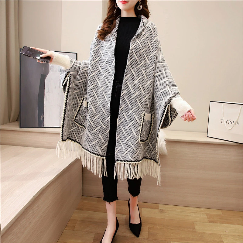 2020 Wholesale Mink Velvet Cape Cloak Women Jacket Winter New Style Cardigan Warm Shawl Cape With Sleeves