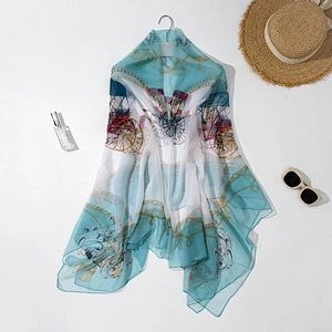 Wholesale new simulation silk scarf summer thin ice silk sunscreen shawl beach towel long scarf