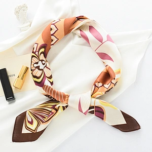Folk-Custom Style Totem Silk Scarf Thin Small Square Scarf Female Fashion Retro Decoration Summer Silk Scarf