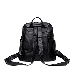 2020 New Wholesale Stylish Ladies Pu Leather Black Backpack School Bag