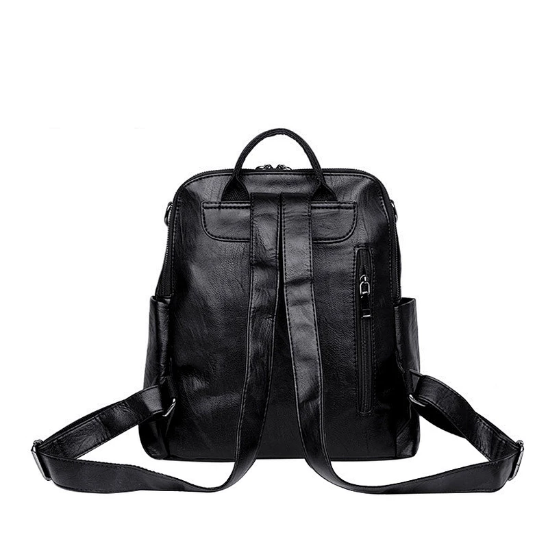 2020 New Wholesale Stylish Ladies Pu Leather Black Backpack School Bag