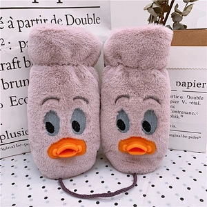 trendy cute children's winter gloves plus velvet thickening cute little duck children's gloves winter outdoor sports gloves