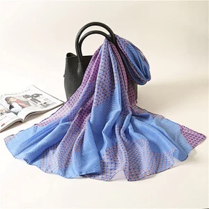 New outdoor shading scarves color matching thin section printing summer polyester sunscreen shawl scarf