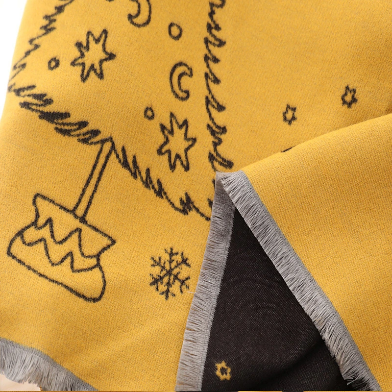 european american wholesale christmas deers fresh cashmere scarf women's plus velvet thick plain scarf