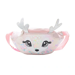 2020 new Korean laser chest bag antler diagonal girl cartoon sequined semicircle belt bag