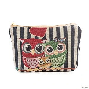 9 Styles Owl Printed Beauty Girls Mini Cosmetic Bag Female Small Wash Bag Cotton Travel Women Makeup Bag
