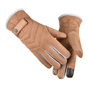 Factory Direct New Winter Men'S Suede Warm Gloves Wholesale Thick Windproof Cycling Gloves