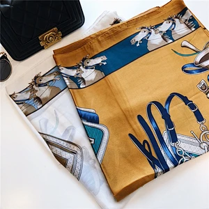 Wholesale Custom 2020 Fashion Design Satin Rectangle Scarf Women Digital Print Silk Scarf 90x180