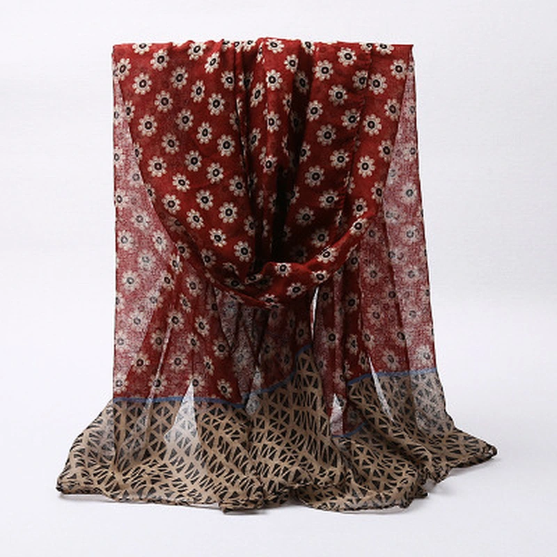 New daisy printed sunscreen shawl voile fabric muslim outdoor headscarf scarf beach shawl