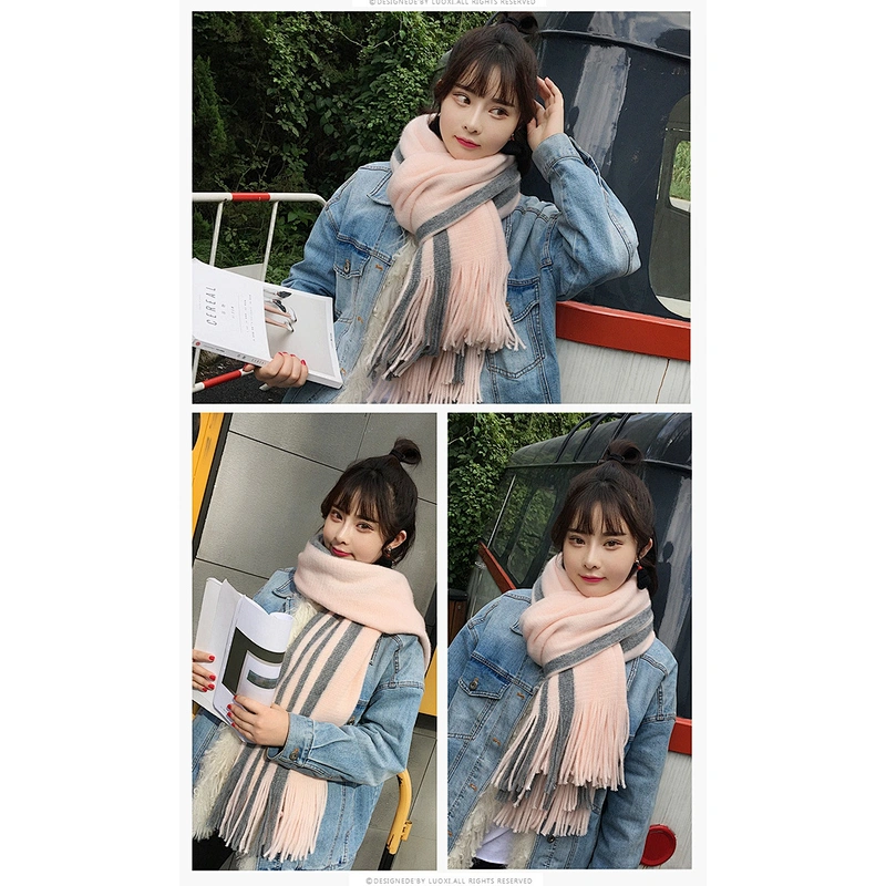 Wholesale Scarf Female Winter Korean Version Winter Warmth Male Students Thick Knitted Woolen Yarn Lengthened Decorative Scarf
