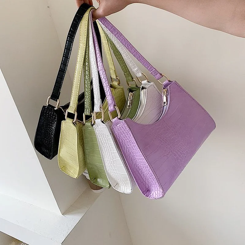 Women Handbag Retro Vintage Small Triangle Square Bags Leather Shoulder Bag Solid Color Tote Bag
