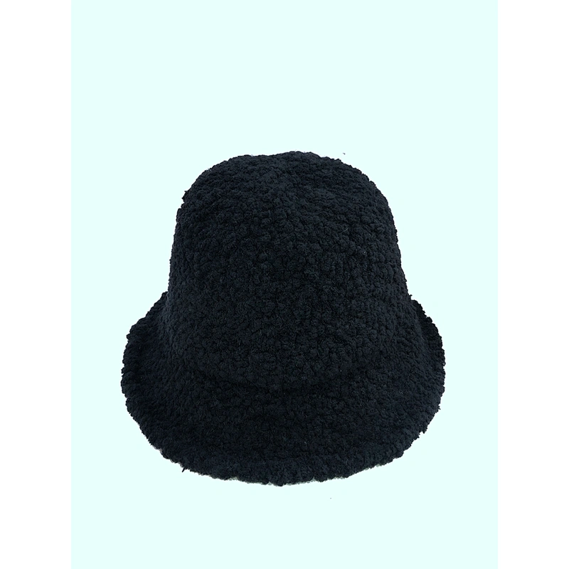 Cheap Lady Solid Thickened Soft Warm Fishing Outdoor Vacation Winter Hat Lamb Wool Bucket Hat