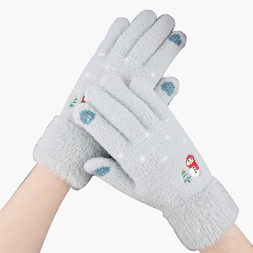 2020 Wholesale New Style Knitted Gloves Women Winter Thickened Warmth Mink Wool Christmas Touch Screen Gloves