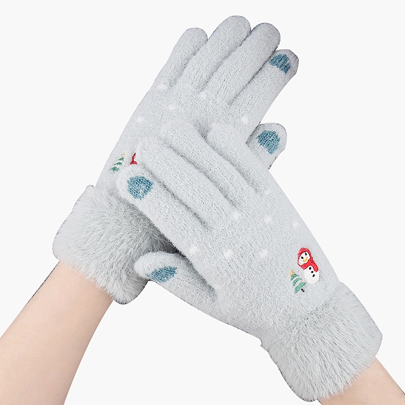 2020 Wholesale New Style Knitted Gloves Women Winter Thickened Warmth Mink Wool Christmas Touch Screen Gloves