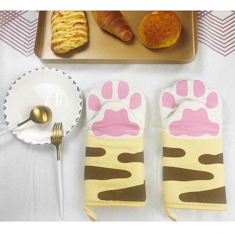 High Quality Cute Cartoon Heat Resistant Baking Bbq Heat Insulation Cotton Kitchen Hand Protection Glove