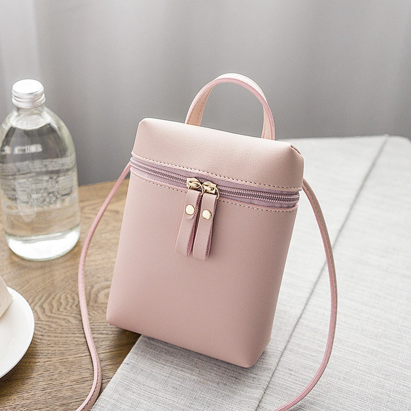 Fast Shipping PU Leather Ladies Simple Casual Shoulder Messenger Bag Small Change Mobile Phone Crossbody Bucket Bag