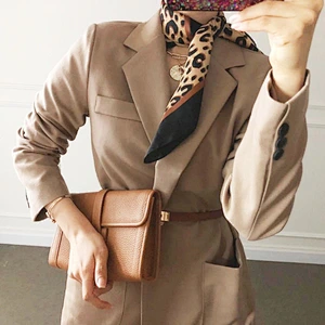 Wholesale Leopard Print Silk Scarf Women Spring Autumn Korean Small Square Scarf Ins Silk Decoration Small Scarf