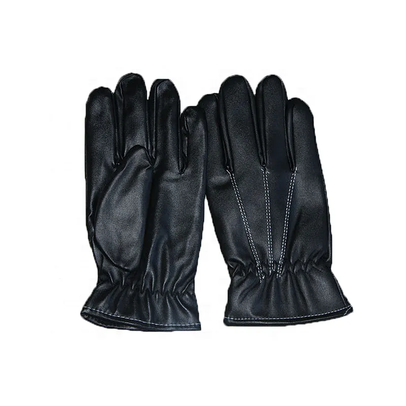 All Black Fashion Car Driving PU Leather Gloves Men for Winter