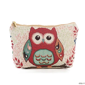 9 Styles Owl Printed Beauty Girls Mini Cosmetic Bag Female Small Wash Bag Cotton Travel Women Makeup Bag