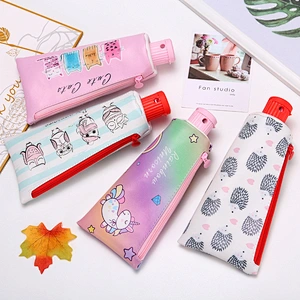 Korea Cute Cartoon Creative Pencil Case With Pencil Sharpener Toothpaste Shape Personality Storage Stationery Bag