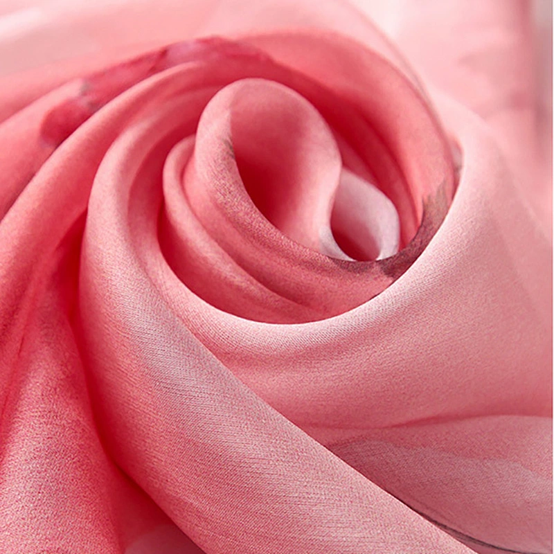 Wholesale 2020 latest chinese slim flower print ladies 100% pure silk scarf