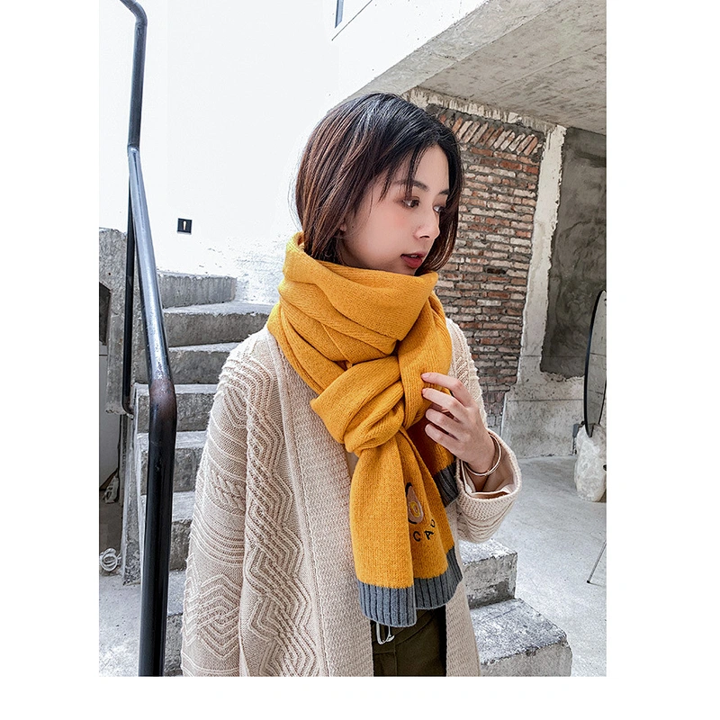 Scarf Female Autumn Winter Korean Japanese Version Ins Wild Soft Girl Small Fresh Student Knitted Wool Scarf