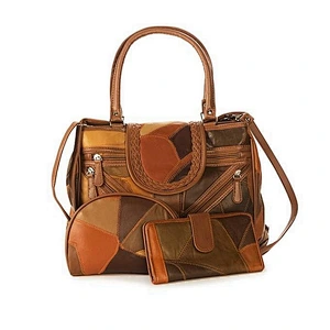 2020 New Arriving WMS 3 Bags Compartment Patch Leather Crossbody Vintage Woman Leather Handbags Set
