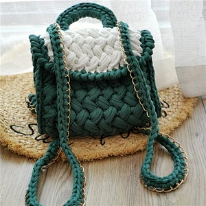 Handmade Woven Cotton Rope Tote Bag Matching Color Ladies Winter Small Crossbody Bag