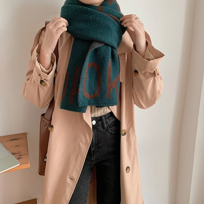 OK Letter Cashmere Scarf Female Winter Lengthened Thickened Students Keep Warm Scarf