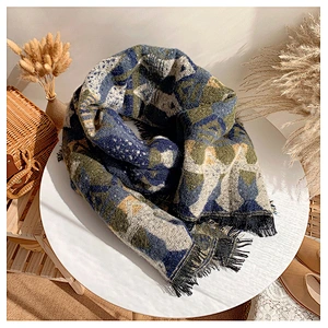 Super Long Shawl Female Autumn Winter Warm Bohemian Scarf Double-Sided Tassel Dual-Use Thick Woolen Scarf