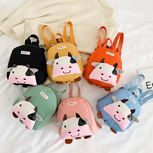 Custom Children'S Canvas School Bag Promotional Products Cute Cartoon Bull Backpack For Children