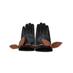 Stock Wholesale Ladies PU Leather Gloves Winter Plus Velvet Keep Warm Driving Touch Screen Windproof Gloves