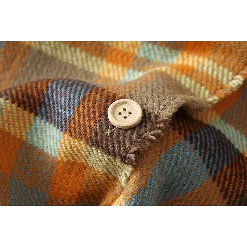 Wholesale Cashmere Scarves Female Ladies Cloak Shawl Winter Dual-Use Thick Tassel Plaid Button Scarf