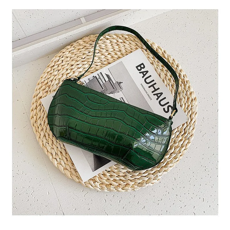 2020 Ins Summer New European Style Clutch Bag Female Crocodile Pattern Portable Bright Leather Underarm Bag