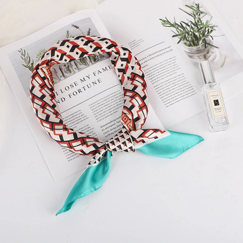 Spring new scarf female simulation silk geometric printed female professional decoration small square scarf