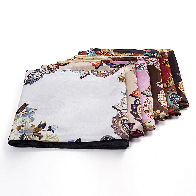 Fashion Female Scarf Cashew Flower Printed Satin Square Scarf Handkerchief 90cm Square Scarf