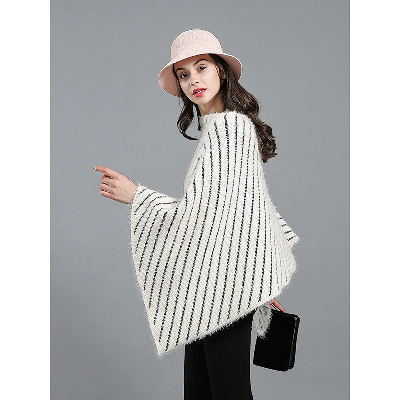 Wholesale Winter Scarf Striped Lady Travel Shawl Cashmere Ethnic Thick Cloak