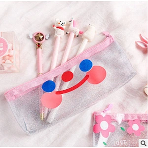 Transparent PVC Pencil Bag Portable Large Capacity Student Stationery Storage Clear Pencil Box