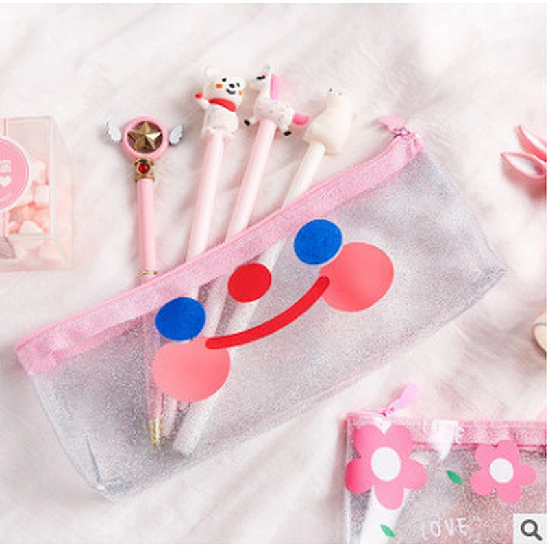 Transparent PVC Pencil Bag Portable Large Capacity Student Stationery Storage Clear Pencil Box