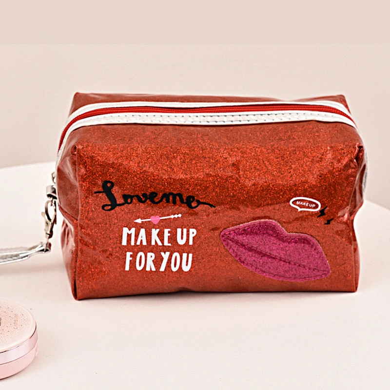 Custom Logo Lipstick Storage PVC Fashion Shiny Jelly Mini Cosmetic Bag Multifunctional Portable Travel Makeup Bag