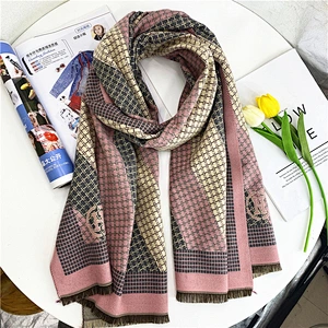 Wholesale Thickened Warmth Cashmere Scarf Korean Version Double-Sided H Letter Shawl Scarf For Women