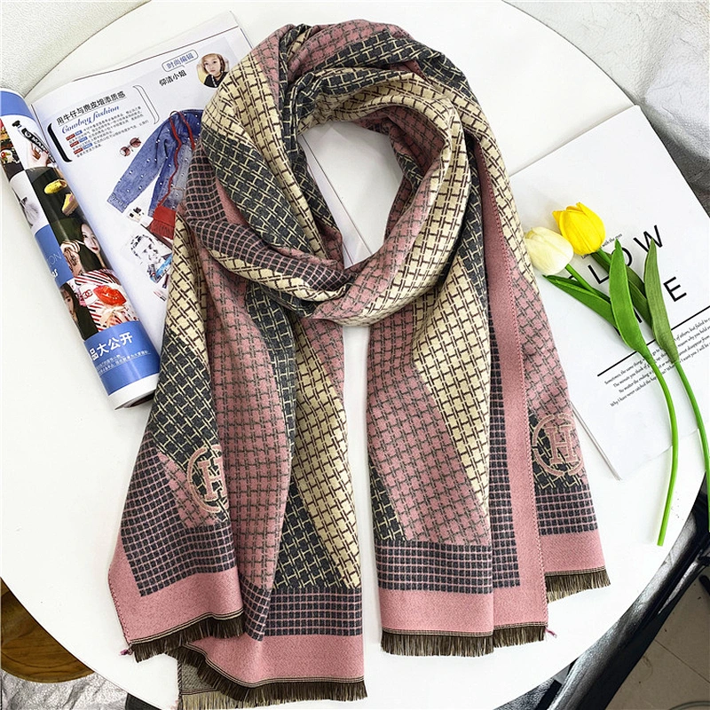 Wholesale Thickened Warmth Cashmere Scarf Korean Version Double-Sided H Letter Shawl Scarf For Women